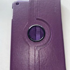 NWT iPad Mini 1/2/3 case 360 Degree Rotating Leather Swivel Stand Dark Purple